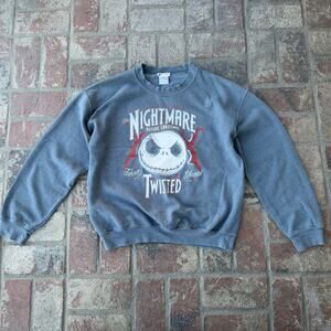 Disney Tim Burton's The Nightmare Before Christmas Sweatshirt Gray Twisted M